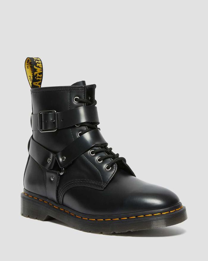 Dr Martens Mens Cristofor Leather Harness Lace Up Ankle Boots Black - 69453UNJH